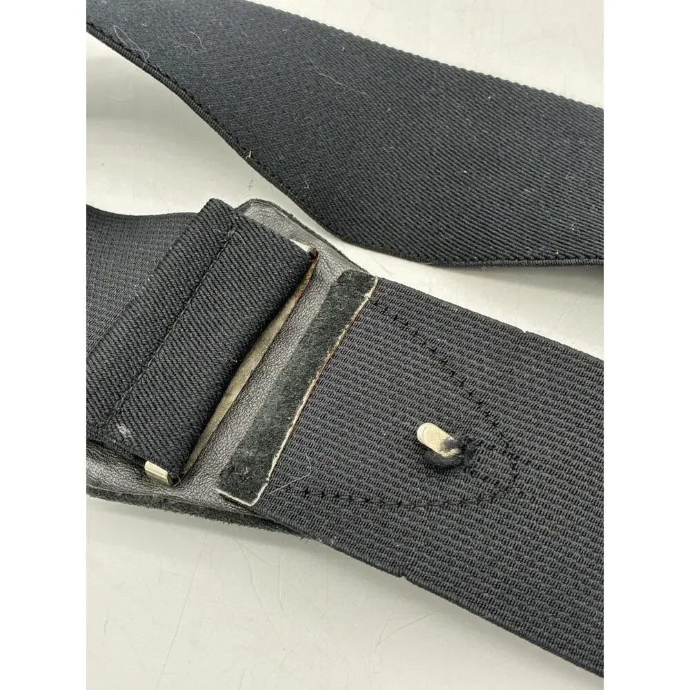 Vintage Milor Black Stretch Belt Suede Covered Buckle Size 27 Fits 30 Inch